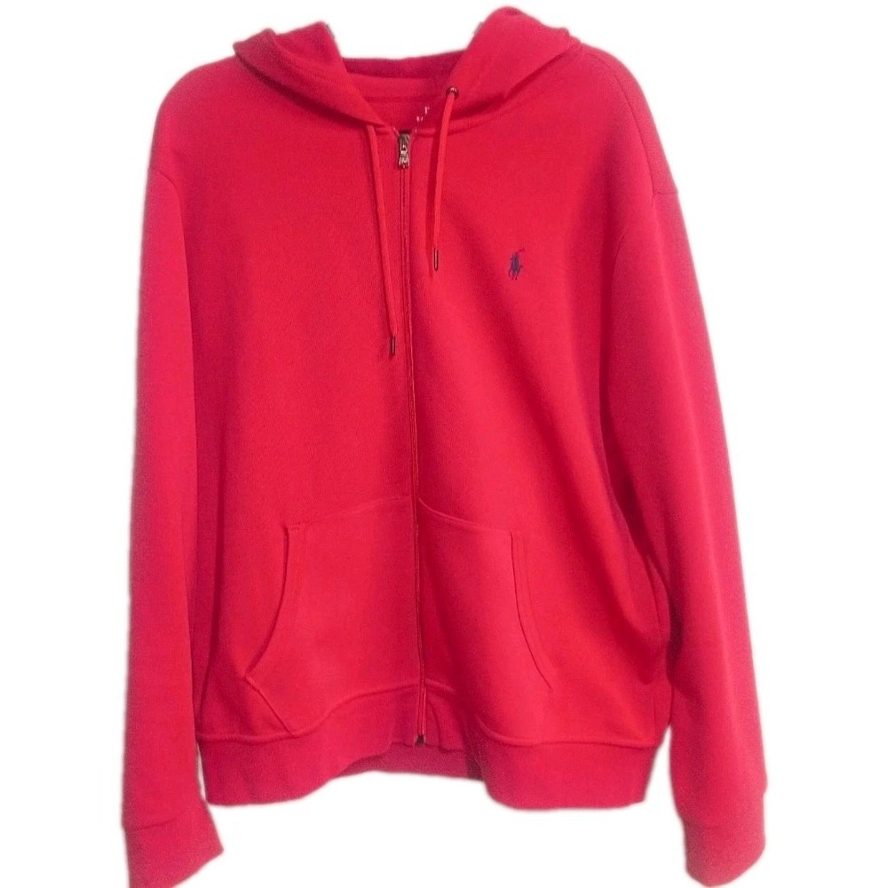 Polo Ralph Lauren Red Solid Fleece Full Zip Hoodie w/ Pockets Men's Small NWOT
